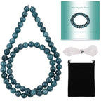 Stone Beads, 60pcs Blue Apatite, 6mm Round Loose Beads for Jewelry Making, Bracelets, with Bag, String & Card - color: Blue Apatite, size: 6mm