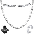 Titanium Necklace for Men Women - Magnetic Necklace Stainless Steel Ultra Strength Magnets - with Adjustable Sizing Tool and Present Box - color: Silver