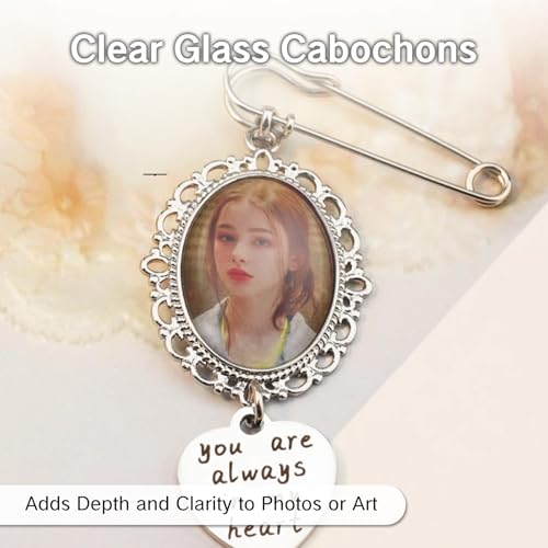 20Pcs Photo Charms Cabochon Blanks Set 10Pcs Large Oval Pendant Trays with 10 Glass Cabochons for Memorial Jewelry Making Bridal Bouquet Charms DIY - color: silver