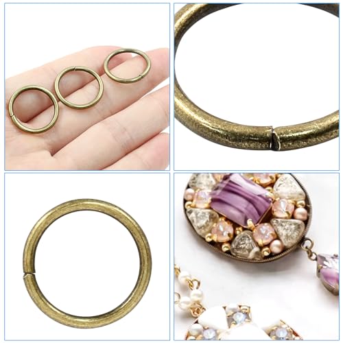 Litoexpe 20mm Open Jump Rings 150 Pcs with a Box, 2mm Thickness Rings Connectors for Necklace Bracelet Jewelry Making (Bronze) - color: Bronze