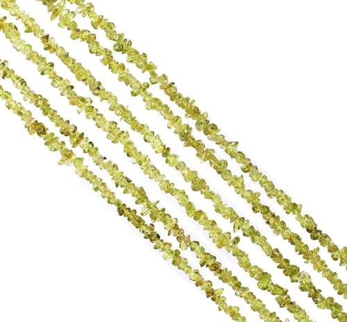 GM GemMartUSA Natural Peridot Raw Chip | Semi-Precious | AAA+ Quality 1 Strand 34” | Bracelet Jewelry Making, Crystal Craft| 4-6mm - Green Color-Gemstones (CHPD-70001) - color: Peridot (CHPD-70001)