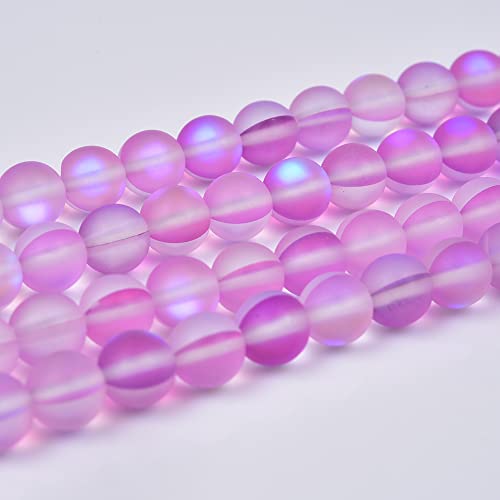 60PCS 6mm Natural Light Purple Mystic Aura Quartz Gemstone Frosted Matte Titanium Round Loose Spacer Beads 15 inch Full Strand Crystal Healing Power Quartz - color: Light Purple Mystic Aura, size: 6mm