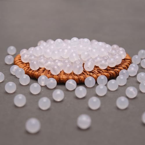 BONNY BOXX 1000PCs 6MM Jelly White Acrylic Round Beads, Smooth Transparent Acrylic Balls, Plastic Resin Gumball Bubblegum Chunky Beads for Necklace & Bracelet Making, Crafting Supplies - color: Jelly White, size: 6MM