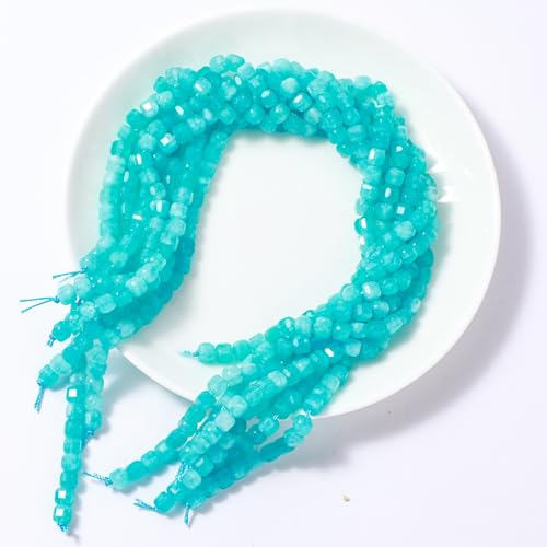 Natural Faceted Tianhe Stone Cube Beads 5-5.5mm 60pcs/str Loose Square Semi Gemstone Stone Beads for Making Bracelets Necklace Earrings - color: Tianhe Stone