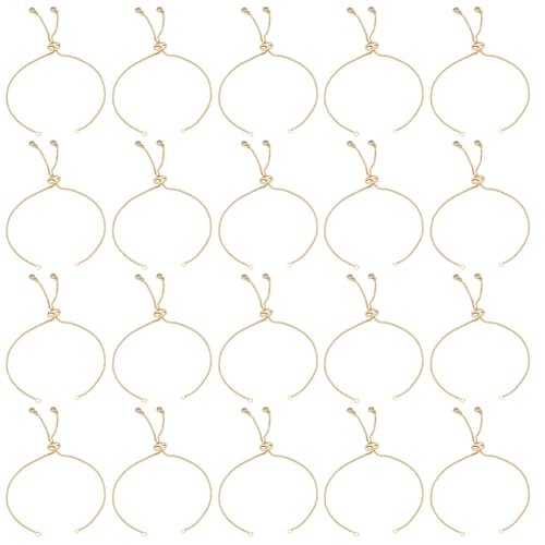 50Pcs Adjustable Slider Bracelet 18K Gold Plated Brass Extender Chains with Crystal Rhinestones Ends for DIY Bracelet Jewelry Making Findings DIY Craft Women Valentine’s Gift