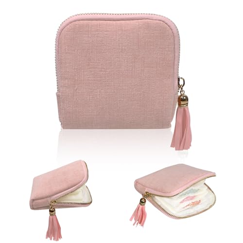 Stratalife Travel Jewelry Organizer - Portable Travel Jewelry Case for Bracelets, Bangles Crystal Storage, Necklace Ring Holder with Zipper Small Pouches Gift for Women, Light Pink Tassel - color: Light Pink