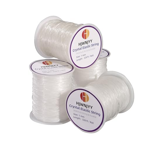 4 Rolls Stretchy Bracelet String, 1 mm Sturdy Crystal Clear Elastic String Cord for Jewelry Making, Necklaces, Beading and Crafts (1312 Feet) - size: 1312 Feet(Crystal Clear)
