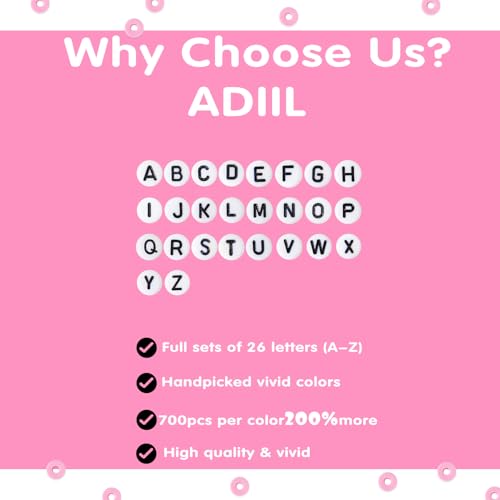 ADIIL 7200pcs Clay Beads Bracelet Making Kit, 6mm Polymer Heishi Beads for Jewelry Making, Friendship Bracelet Kit Birthday Gift for Adults Hot Pink - color: Hot Pink