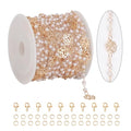 KYUNHOO 16.4 Feet 3MM Faux Pearl Bead Chain for Jewelry Making Rose Flower Link Brass Cable Chains Bulk with Clasps for Handcraft DIY Finding Supplies - color: Flower Pearl