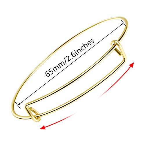UPINS 60Pcs Gold Expandable Bangle Bracelets Adjustable Wire Blank Women Bracelets for DIY Jewelry Making - color: Gold