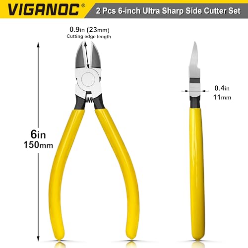 6-inch Ultra Sharp Side Cutter Set with Spring Loaded, Flush Cutting Pliers, Diagonal Cutting Plier for Jewelry Making, Electrical, Crafting, Flowers, Plastics - style: 6" Side Cutter