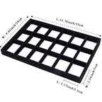 24 Grids Stackable Jewelry Tray Organizer with Removable Dividers, Velvet Jewelry Display Tray for Earrings Necklaces Bracelet Rings Display Showcase - Black - color: Black