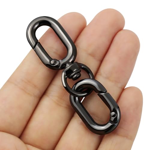 2 PCS Swivel Lobster Claw Clasp, Metal Snap Hooks, Double Opening Key Chain Clip for Bag Car Keychain Making Purse Straps - color: Gun Black