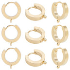 Beebeecraft 1 Box 16Pcs Huggie Hoop Earring Findings 24K Gold Plated Round French Leverback Earring Hooks with 316 Surgical Stainless Steel Pin for Jewelry Making DIY Crafts (13x15mm) - color: Gold