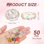 uxcell 50 Pcs Rose Beads, 0.55" Glass Flower Rose Charm Carved Loose Spacer Crystal Craft Beads for DIY Jewelry Making Bracelet Beading Projects Supplies, Purple - color: Purple