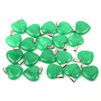 LE SKY 20 Pcs natural stone pendants heart shape healing stone charms for jewelry making - color: malay jade