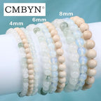 2/3-Pieces 4mm 6mm 8mm Natural Crystal Gemstone – Handmade Reiki Energy Healing Stretch Bracelets Jewelry for Yoga, Meditation, Unisex - color: 3 Pieces (Opalite&TianshanJade&WhiteFossilJasper), size: 4mm