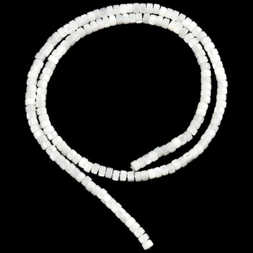 160pcs 4x2mm Natural Mother of Pearl Shell Heishi Disc Flat-Rondelle Spacer White MOP Loose Beads for Jewelry Making 15 Inch - color: Mother of Pearl Shell, size: 4x2mm