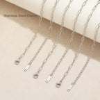 Swyabi 20 Pack Stainless Steel Paperclip Chains Link Adjustable Necklace Bracelet Bulk for Men Women DIY Bracelets Crafts - color: 3x7.5mm Silver