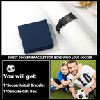 Fervia Graduation Gifts Soccer Initial Bracelet Stainless Steel A-Z Letter Charm Bracelets Adjustable Wristbands Soccer Gifts Idea for Players Team Lovers Men Boys Dad - color: Black, size: Initial P
