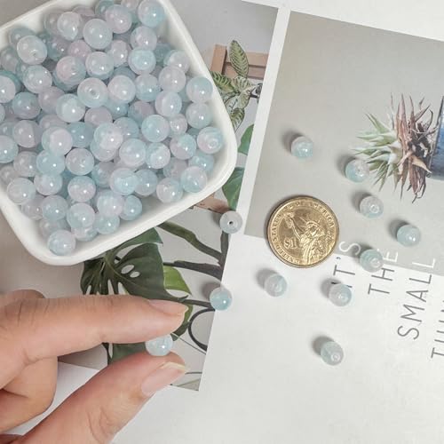 8mm Crackle Glass Beads for Jewelry Making, 700Pcs Round Crystal Beads for Bracelets, DIY Crafts (Blue & Purple Crackle) - color: Blue & Purple Crackle