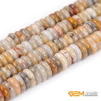 GEM-Inside 2x6mm Natural Yellow Crazy Lace Agate Stone Heishi Disc Rondelle Spacer Beads for Jewelry Making Full 15" Strand Energy Stone Healing Power Crystal - color: Yellow Crazy Lace Agate