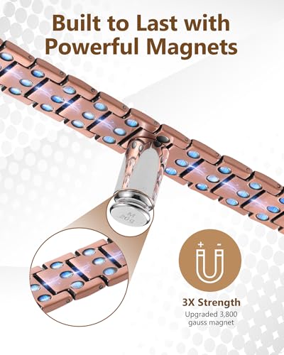 Feraco Copper Bracelet for Men 3X Strength,Magnetic Therapy Bracelet Copper Jewelry with Powerful 3800 Gauss Magnets - style: Black Matrix