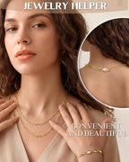GEMQUEEN Multi Magnetic Necklace Clasps and Closures : 14K Gold Plated Magnet Jewelry Layering Clasp for Necklaces Multiple Magnets Bracelet Helper Necklace Extenders 8PCS - color: 14K Gold Plated -8PCS