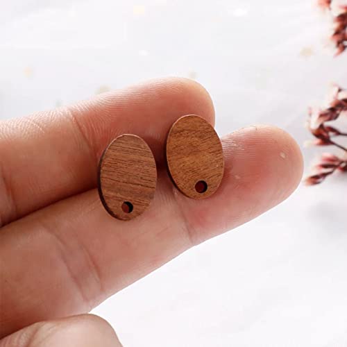 DoreenBeads 30Pcs Wooden Stud Earrings Posts with Loop for Jewelry Making- Flower Circle Wood Earring Posts DIY Earring Making Jewelry Findings - color: Oval
