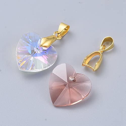 Fashewelry 200pcs Brass Pendant Pinch Bails Golden 8x5mm Inner Diameter Dangle Charm Clasp Clip for Top Drilled Bead Necklace Earring Jewelry Making Pin:0.9MM - color: Golden