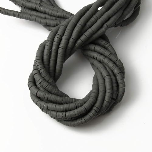 3600 pcs Gray Clay Beads for Bracelets Making, 10 Strands Flat Round Polymer Clay Disc 6mm Spacer Heishi Beads for Jewelry Making Earring Necklace - color: Gray