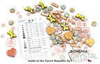 2.1oz (60g) of Focal Glass Bead Mix with Table-Cut Flower and Butterfly Beads, PG Pale Green Pink - color: Focal Pale Green pink