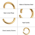 DanLingJewelry 200 pcs 304 Stainless Steel 21 Gauge Open Jump Rings 6mm for Jewelry Making Connectors Jewelry Finding Golden Color - color: 200 pcs - ф6mm δ 0.8mm - Golden