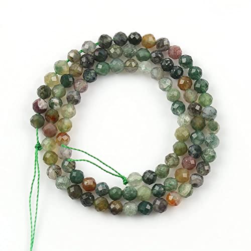 Song Xi 120pcs 3mm Natural Indian Agate Gemstone Beads Faceted Round Loose Stone Beads for Jewelry Making - color: Indian Agate, size: 2.8-3.3mm