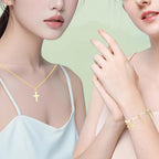 18K Gold Plated Cross Charms for Jewelry Making Brass Jesus Dangle Charm Cute Christ Pendants Bulk for Bracelets Necklaces Earrings DIY Crafts Supplies - color: 18K Gold 01