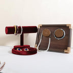 Bracelet T Bar Display for Selling, Wahtch Stand Jewelry Display, Velvet Bangle Holder Organizer【Red】 - color: Red