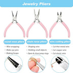 EUIQUE Jewelry Making Supplies Kits Repair Tools for Adults with Pliers, Wires, Necklace Chains, Findings and Helping Hands, Pink - color: Pink