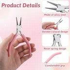 Round Nose Pliers for Jewelry Making 5 Inch Precision Jewelry Pliers Stainless Steel Chain Nose Plier Jewelry-Making-Tools for DIY Crafts Hobby Projects (Pink) - color: Pink