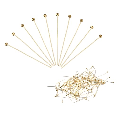 PATIKIL 100Pcs Rose Gold Ball Head Pins Jewelry Making 24 Gauge 30mm Wire Head Pins Brass Round Ball Head Pins Metal End Head Pins for DIY Craft Necklaces Bracelets Earrings - color: Rose Gold, size: 30mm