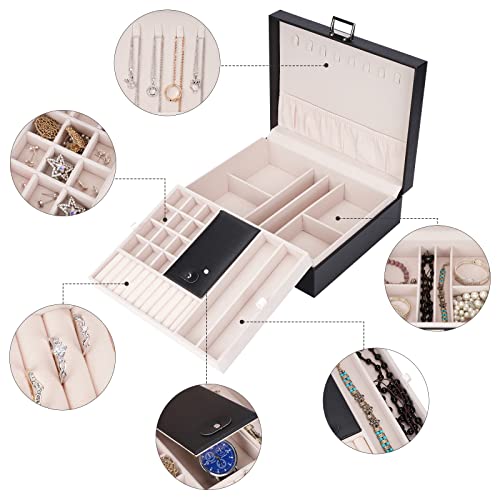 Jewelry Box Organizer, Travel Jewelry Storage Boxes Necklace Holders Display Tray Storage Case(BLACK) ¡­ - color: Black