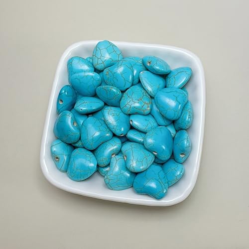 Turquoise Love Beads for Jewelry Making 160pcs 16mm Natural Semi-Precious Gemstone Loose Space Beads for Bracelets, Necklaces, Earring, DIY Crafts, Healing Stone Gifts, Garland Deco - color: Turquoise Heart 16mm