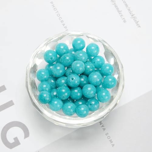 94Pcs (2Pcs/Set) 8mm Teal Blue Jade Smooth Round Beads Natural Stone Beads AAA Grade Premium Round Gemstone Genuine Real Stone Loose for DIY Bracelet Jewelry String Making