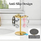 LSK Metal Sunglasses Organizer, Glasses Holder Stand with Storgae Tray, Eyeglasses Holder with Anti-Slip Pads for Tabletop, Desk, Dresser, Gold