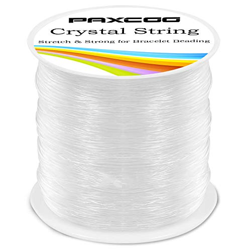 Paxcoo 0.8mm Elastic String, Stretchy Bracelet String Crystal String Bead Cord for Bracelet, Beading and Jewelry Making (120 m) - style: 1 Pack Crystal Clear