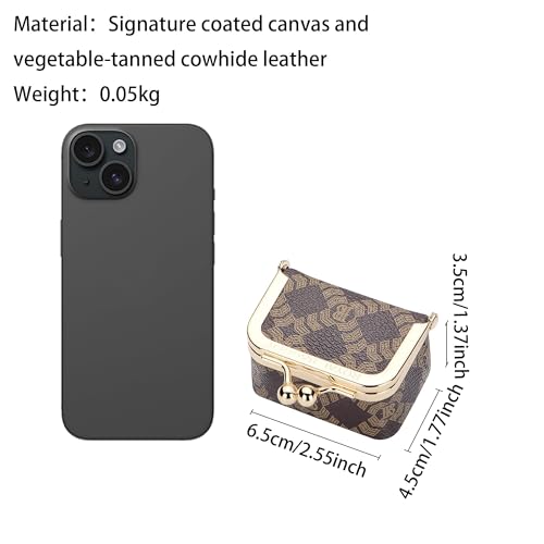 Royal Bagger Genuine Cow Leather Mini Jewelry Box Women's Coin Purse Solid Color Kiss Lock Change Pouch Casual Style Small Storage Bag for Women 1894 (Coffee-6894) - color: Coffee-6894