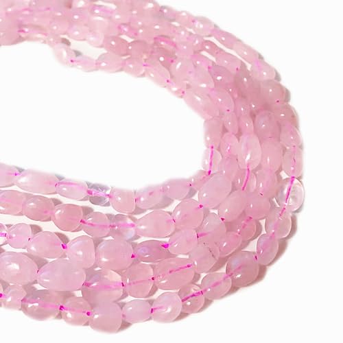 6-8mm Natural Rose Quartz Nuggets Oval Free Tumbled Pebble Semi Precious Gemstone Loose Stone Beads Approx 15.5 inch for DIY Jewelry Making - color: Rose Quartz