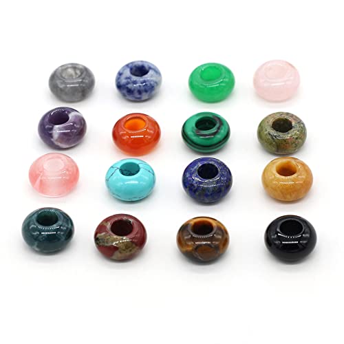 QSLLER Natural Semi-Precious Stone Large Hole Loose Beads Abacus Shape Fashionable Opal Amethyst Unakite Rose Quartz Charm Beads for Making Necklace Bracelet - color: 5x10mm