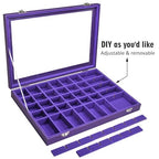 Siveit Jewelry Tray Organizer Box 48 Grid Jewelry Display Organizer Box with Transparent Lid Rings Earrings Necklaces Pendants Display Box Suitable for Women and Girls (48 Grid, Purple) - color: Purple