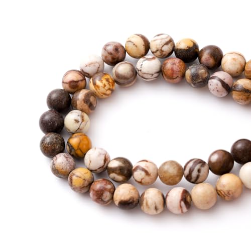 6mm 60pcs DIY Natural Australia Zebra Stone Beads Round Healing Crystal Gemstone Loose Beads for Jewelry Making Handmade Bracelet Necklace - color: Australia Zebra, size: 6mm
