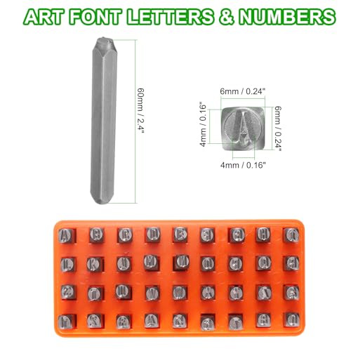 HARFINGTON 36pcs Metal Stamping Kit 5/32" (4mm) Steel Uppercase Letter and Number Punch Set (A-Z / 0-8 / "&" Symbol) Punch Press Tool with Case for Imprinting Metal Plastic Wood Leather - size: 5/32"